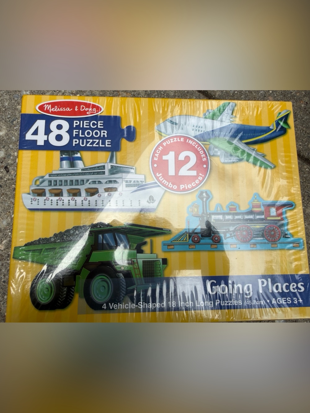 Melissa & Doug Floor Puzzle - Yellow, Green & Blue Vehicle Images